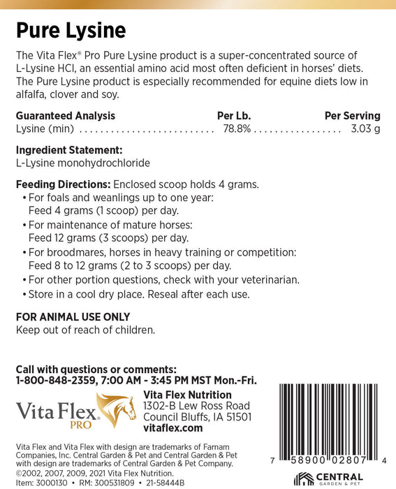 Vita Flex Pure Lysine, 151 Day Supply - Jeffers - Animal Health & Wellness > Vitamins & Supplements