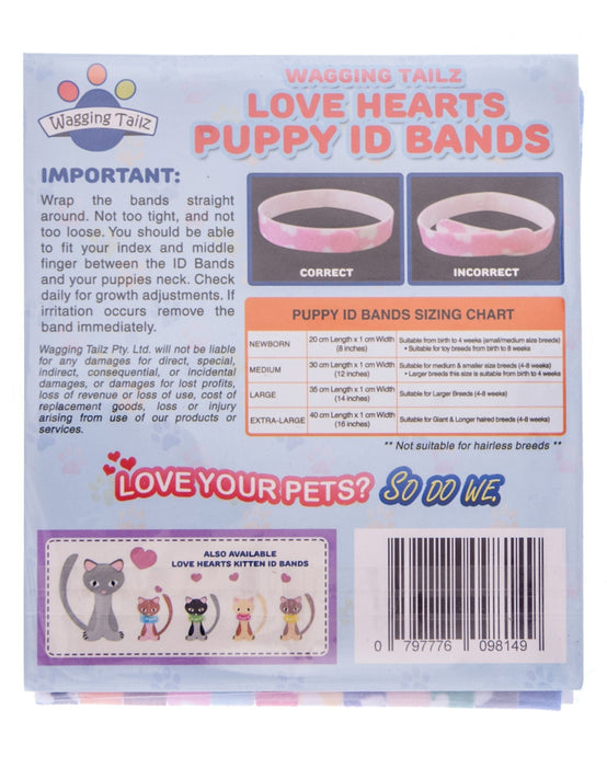 Wagging Tailz Love Hearts Puppy Id Bands, 12 - pack - Jeffers - Dog Supplies > Dog Apparel > Dog Collars, Harnesses, & Leashes