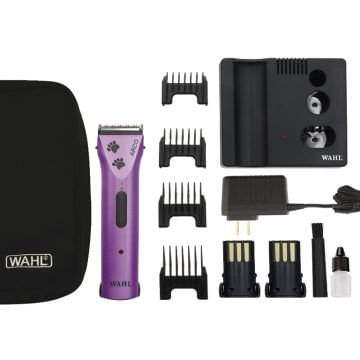 Wahl Arco Clipper with 5 - in - 1 Blade, Purple w/ Paw Prints - Jeffers - Animal & Pet Supplies > Pet Grooming > Pet Hair Clippers & Trimmers