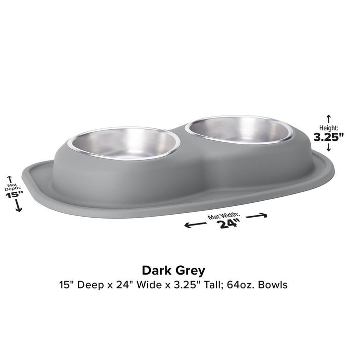 WeatherTech Double Low Pet Feeding System, Stainless Steel - Jeffers - Animal & Pet Supplies > Pet Bowls, Feeders & Waterers