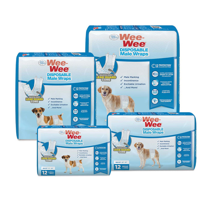 Wee - Wee Disposable Male Dog Wraps - Jeffers - Animal & Pet Supplies > Pet Training Aids