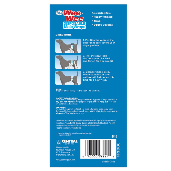 Wee - Wee Disposable Male Dog Wraps - Jeffers - Animal & Pet Supplies > Pet Training Aids