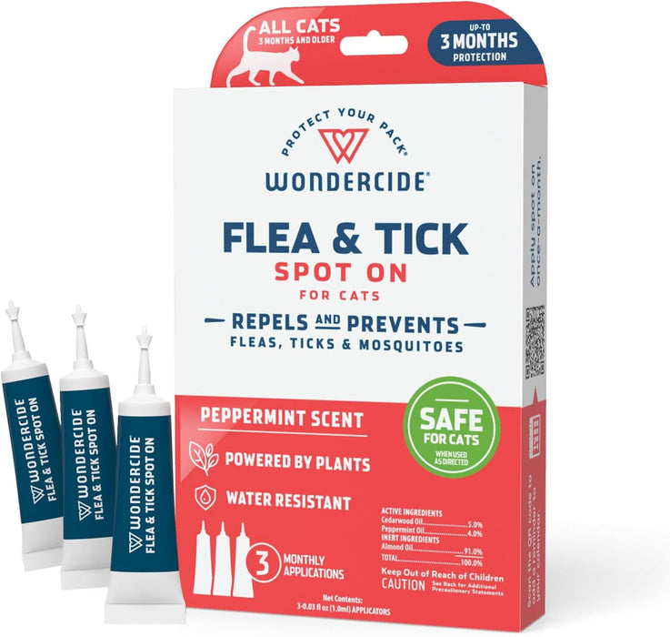 Wondercide Flea & Tick Spot On for Cats, Peppermint - Jeffers - Animal Health & Wellness > Flea & Tick Control