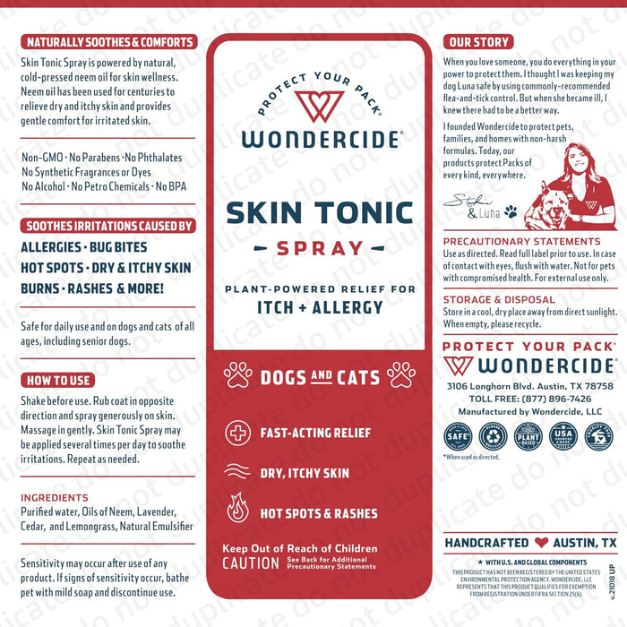 Wondercide Skin Tonic, Anti - Itch Spray with Neem - Jeffers - Animal Health & Wellness > Skin & Coat Care