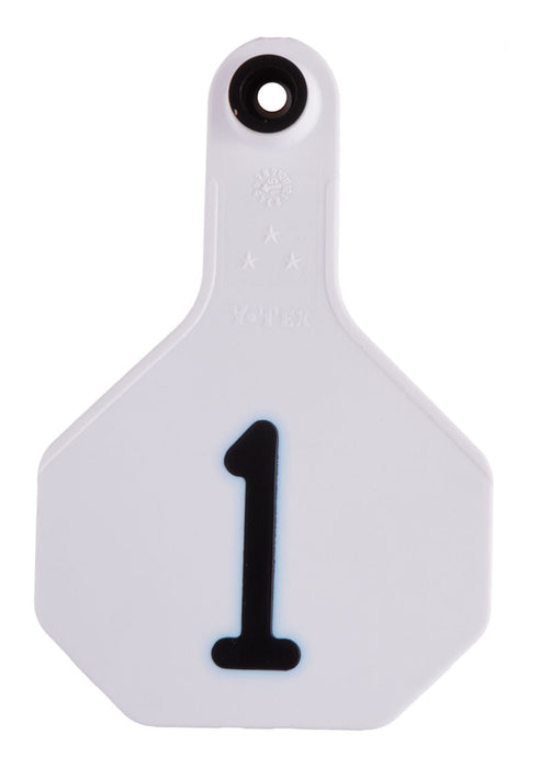 Y-Tex Numbered Cattle Ear Tag ID, Medium - White 51-75 