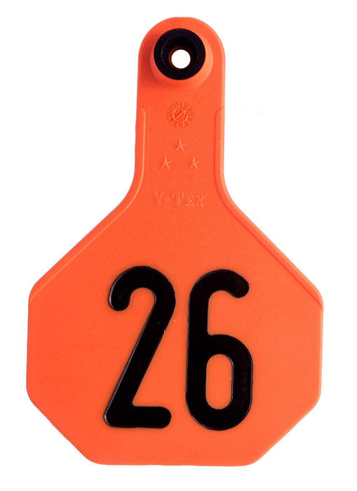 Y-Tex Numbered Cattle Ear Tag ID, Medium - Orange 51-75 