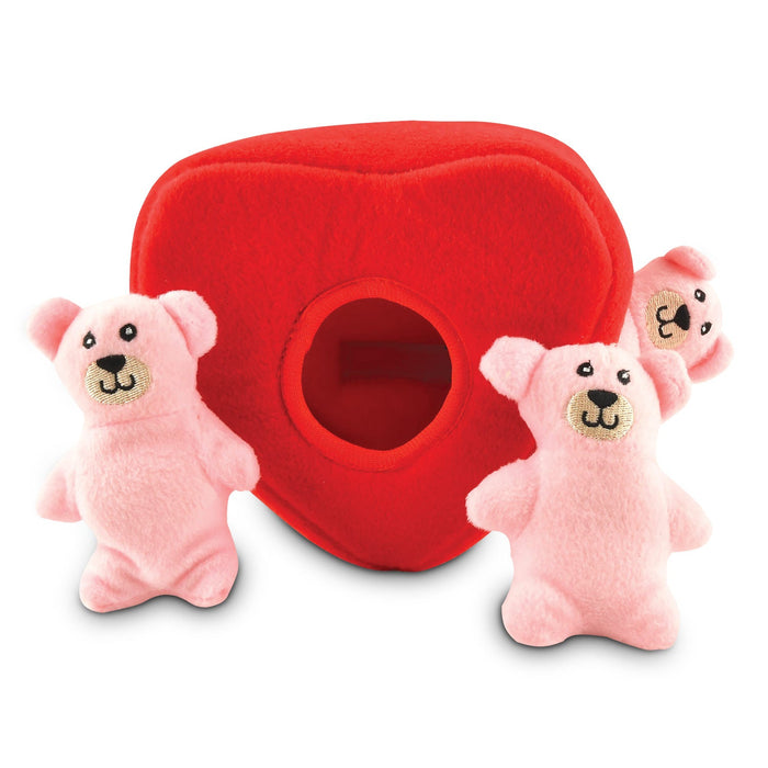 Zippy Paws Valentines Burrow Heart n Bears Interactive Plush Dog Toy  