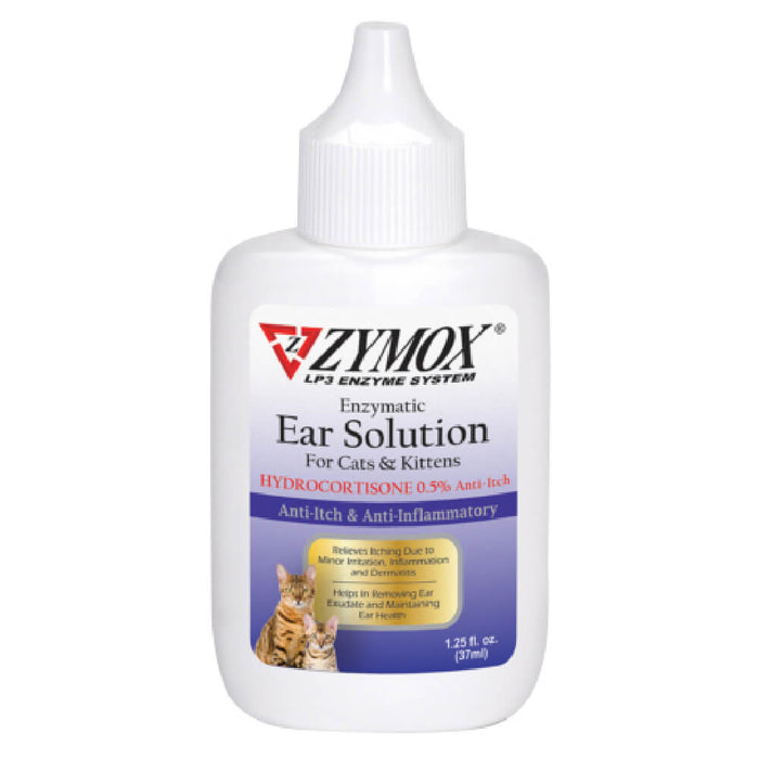 Zymox Cat/Kitten Ear Solution with .5% Hydrocortisone, 1.25 oz - Jeffers - Animal Health & Wellness > Ear Care